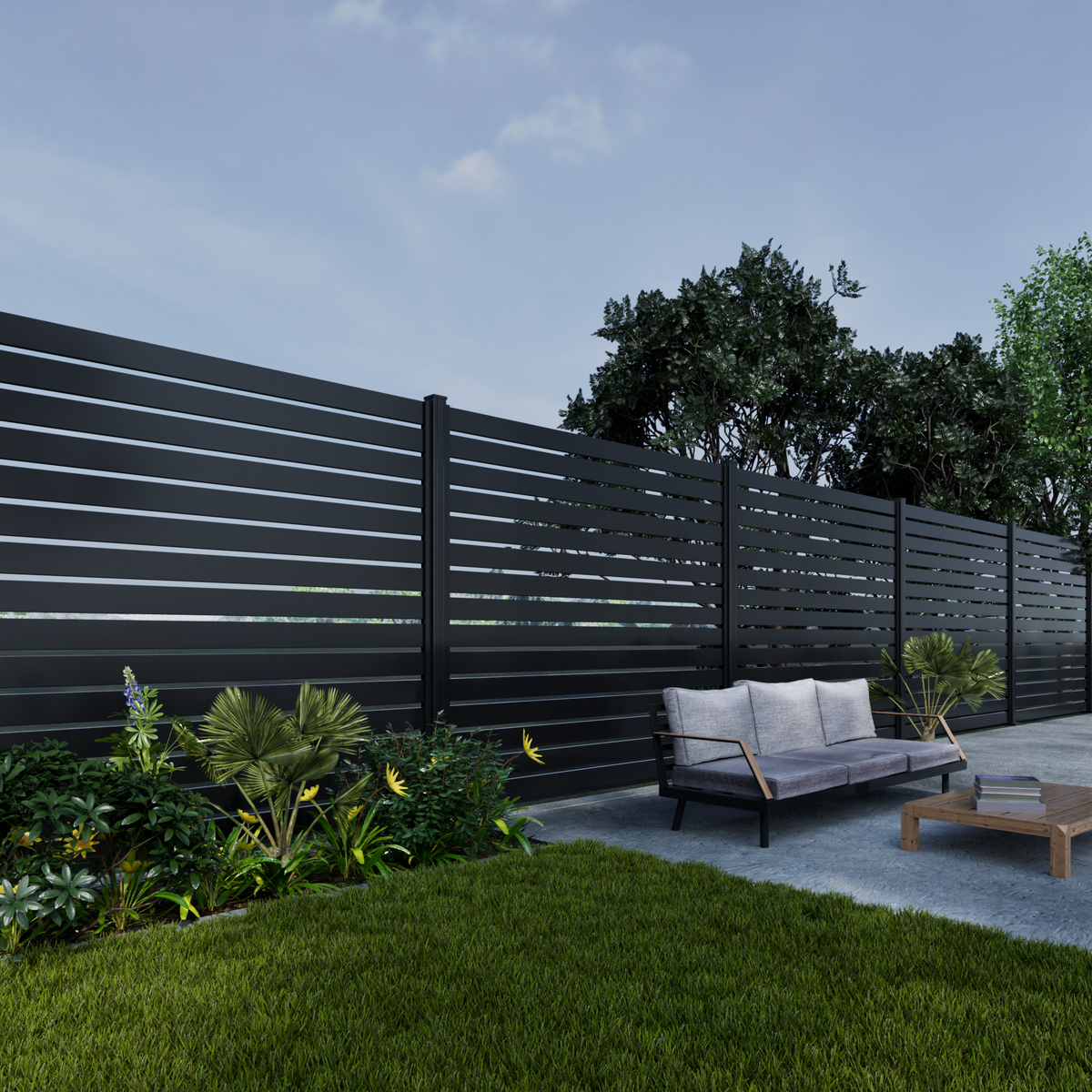 Verra Horizon™ 55 Aluminum Slat Fencing | Modern Architectural Fencing UK