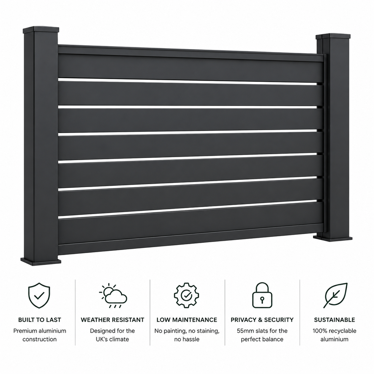 Verra Horizon™ 55 Aluminum Slat Fencing | Modern Architectural Fencing UK