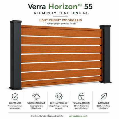 Verra Horizon™ 55 Aluminum Slat Fencing | Modern Architectural Fencing UK