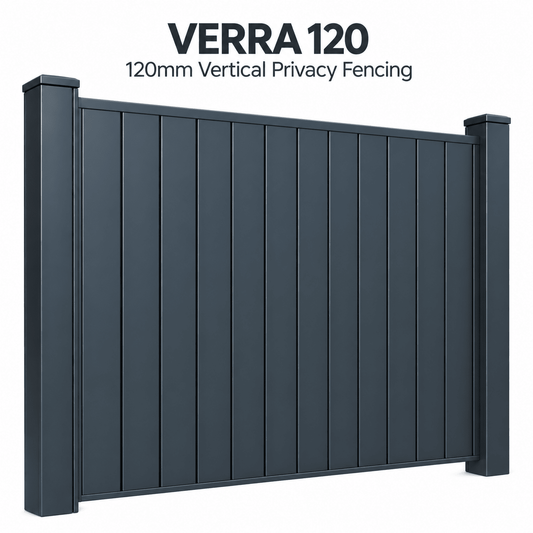 VERRA 120 Privacy Fencing | Vertical 120mm Aluminium Privacy Slat Fencing | Modern Architectural Fencing UK - Verra Outdoors