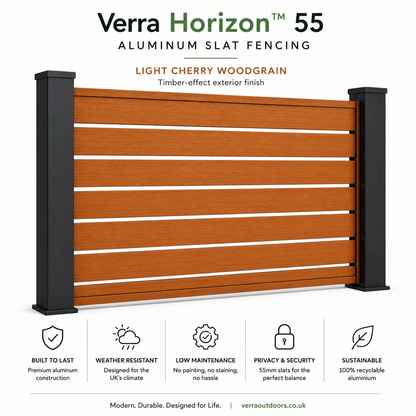 Verra Horizon™ 55 Aluminum | Horizontal Slat Fencing | Modern Architectural Fencing UK - Verra Outdoors